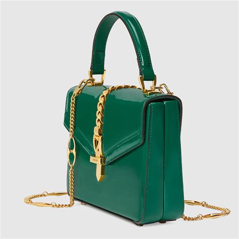 gucci sylvie 1969 top handle bag|Gucci Sylvie 1969 patent leather mini top handle bag.